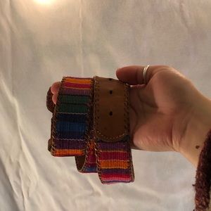 Rainbow Threaded Leather Belt